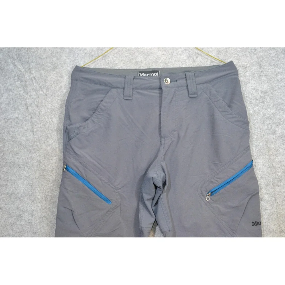 Marmot Pants Mens 30 Gray Softshell Trekking Hiking Climbing Zip Pockets 32x32